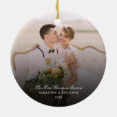 Trouwdag Fotoscript Koppels Vakantie aandenken Keramisch Ornament (Achterkant)