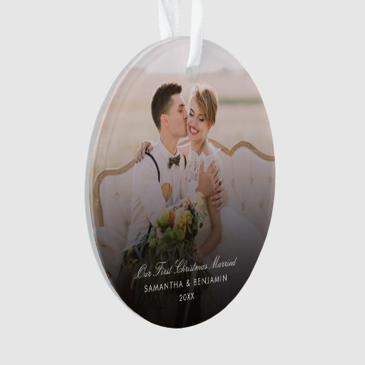 Trouwdag Fotoscript Koppels Vakantie Ornament (voorkant)