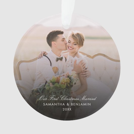 Trouwdag Fotoscript Koppels Vakantie Ornament (voorkant)