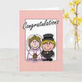 Trouwdag gefeliciteerd met bruid en bruidegom kaart (Gele Bloem)