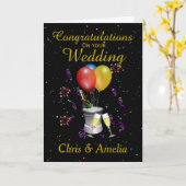 Trouwdag Gefeliciteerd Mousserende Wijn Kaart (Gele Bloem)