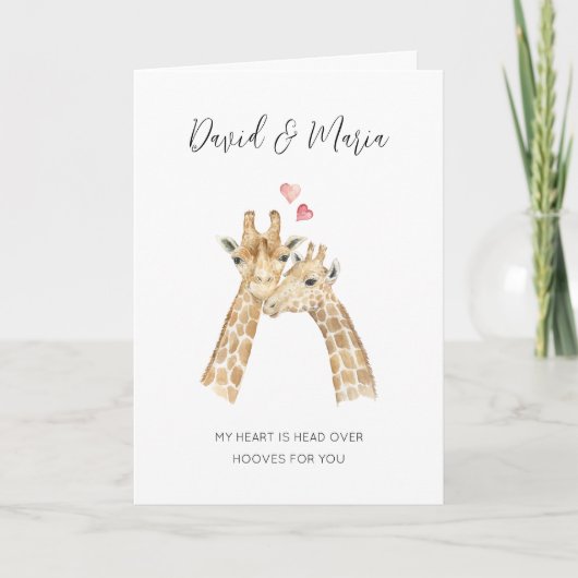 Trouwdag Giraffe Koppel Kaart (Voorkant)