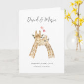 Trouwdag Giraffe Koppel Kaart (Gele Bloem)