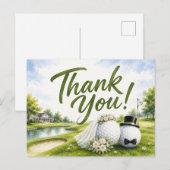 Trouwdag Golf Bruid & Bruidegom Bedankt Briefkaart (Voorkant / Achterkant)
