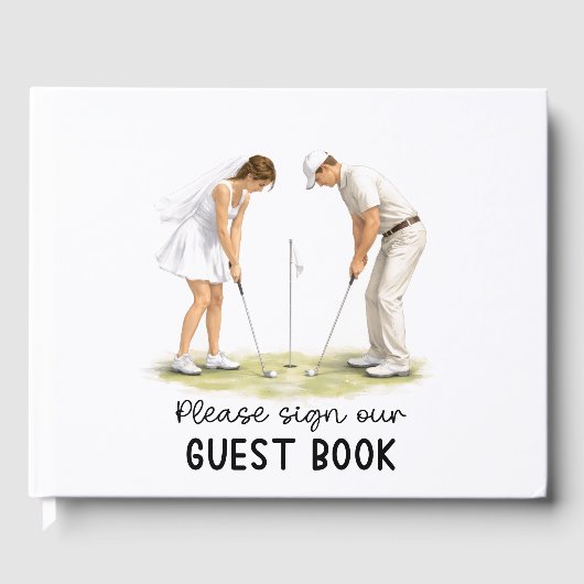 Trouwdag Golf Bruid & Bruidegom golfen Gastenboek (Voorkant)