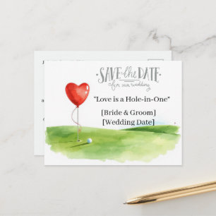 Trouwdag Golf Save the Date Elegante Golfbaan Briefkaart