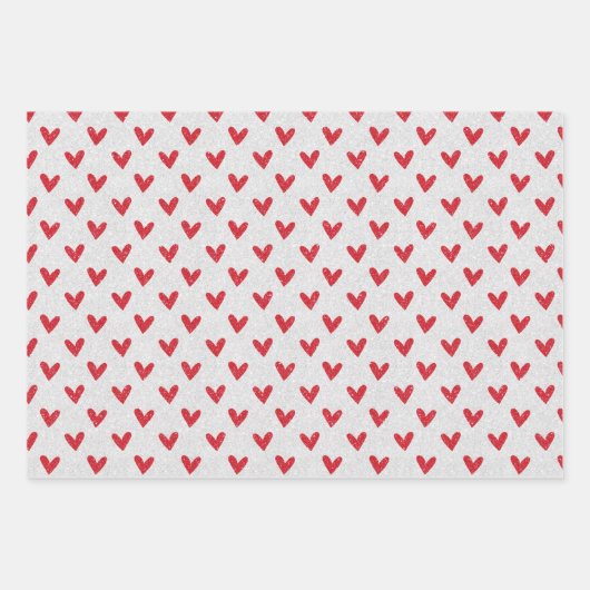 Trouwdag Huwelijk Rood Witte Glitter Harten Inpakpapier Vel (Voorkant 3)