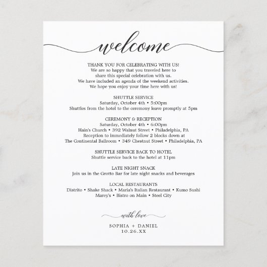 Trouwdag Icoon Tijdlijn Itinerarium Welkomstbrief (Achterkant)