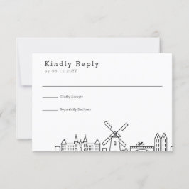 Trouwdag in Amsterdam | Gestileerde Skyline RSVP Kaartje