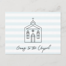Trouwdag in de Kapel Blauw Save the Date Briefkaart