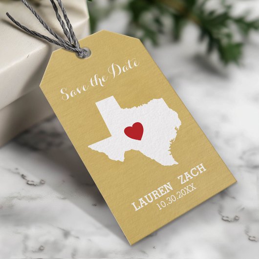 Trouwdag in de thuishaven Save the Date Texas Cadeaulabel