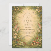Trouwdag in de wilde bloementuin save the date (Voorkant)