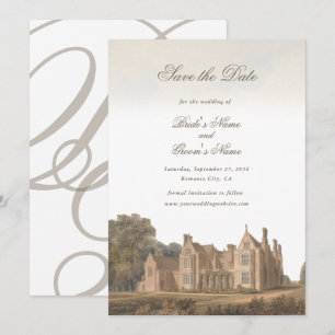 Trouwdag in een Engelse landhuis-chateau-villa in Save The Date