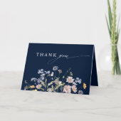 Trouwdag in een Navy Lente Wilde Bloemenweide Tuin Bedankkaart (Voorkant)