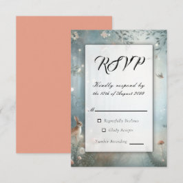 Trouwdag in het betoverde bos met turquoise en per RSVP kaartje