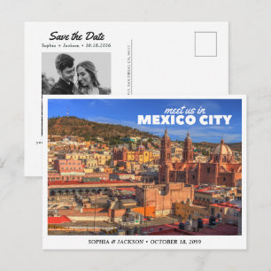 Trouwdag in Mexico City Save the Date Reis Retro Briefkaart