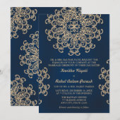 Trouwdag in Navy en Goud met Indiase inspiratie Kaart (Voorkant / Achterkant)