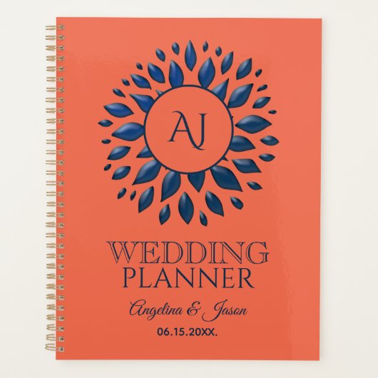 Trouwdag in Navy en Koraal Planner (Voorkant)