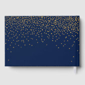 Trouwdag in Navyblauw & Glamour Goud Confetti Gastenboek (Achterkant)
