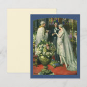 Trouwdag in oude stijl, bruid en bruidegom met Men Kaart (Voorkant / Achterkant)