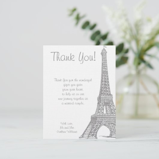 Trouwdag in Parijs Flat Bedankkaartje Bedankkaart (Staand voorkant)