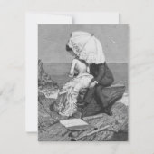 Trouwdag in retro-stijl, pasgehuwden aan het stran kaart (Voorkant)