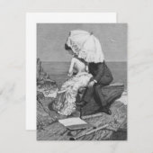 Trouwdag in retro-stijl, pasgehuwden aan het stran kaart (Voorkant / Achterkant)