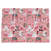 Trouwdag in roze groot cadeauzakje (Voorkant)