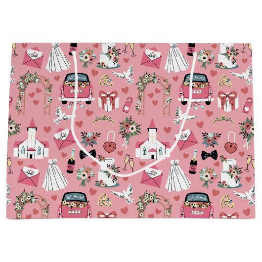 Trouwdag in roze groot cadeauzakje (Voorkant)