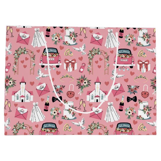 Trouwdag in roze groot cadeauzakje (Achterkant)