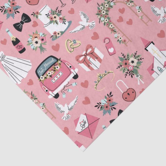 Trouwdag in roze tissuepapier (Detail)