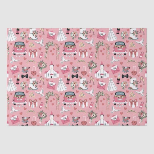 Trouwdag in roze tissuepapier (Voorkant)