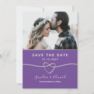 Trouwdag in Turquoise en Paars Save The Date