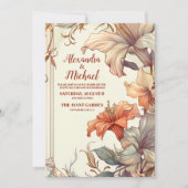 Trouwdag in Vintage Floral Art Nouveau-stijl Kaart (Voorkant)