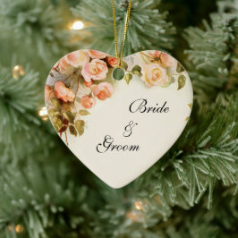 Trouwdag in vintage stijl, antieke roze rozen bloe keramisch ornament