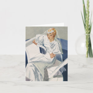 Trouwdag in vintage stijl, Art Deco bruid uit het  Bedankkaart