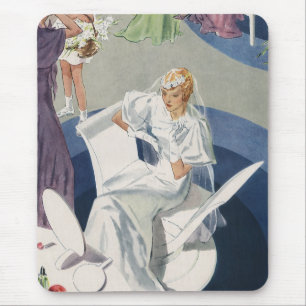 Trouwdag in vintage stijl, Art Deco bruid uit het  Muismat