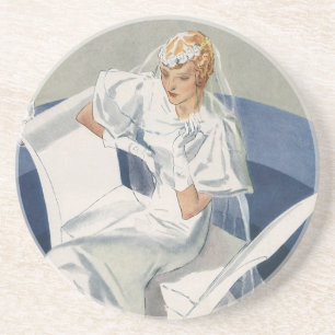 Trouwdag in vintage stijl, Art Deco bruid uit het  Zandsteen Onderzetter