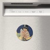 Trouwdag in vintage stijl, Schattig bruidspaar op Magneet (Insitu (Vaatwasser))