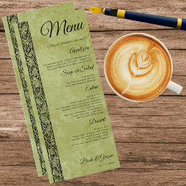 Trouwdag in vintage stijl, Victoriaanse bloem bloe Menu