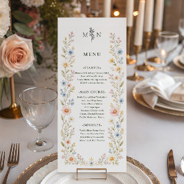 Trouwdag in wilde bloemen waterverf bloemistuin menu