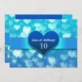 trouwdag jubileum blauwe hart uitnodigingen (Voorkant / Achterkant)