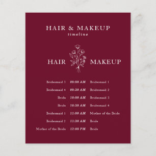Trouwdag Kapsel Make-up Tijdslijn burgundy Flyer