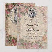 Trouwdag Koppel Antieke Rozen Bruiloft Kaart (Voorkant / Achterkant)