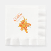Trouwdag lelie sinaasappel gepersonaliseerde papie servetten (Voorkant)