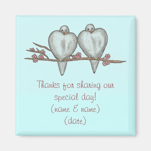 Trouwdag Lovebirds Magnet (Voorkant)