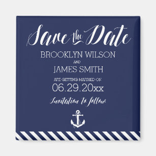 Trouwdag Magnetische Save-the-Date met Strepen Magneet