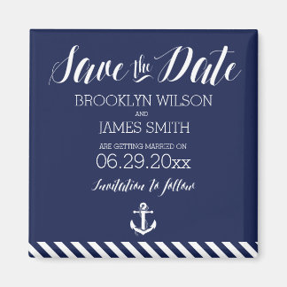 Trouwdag Magnetische Save-the-Date met Strepen Magneet