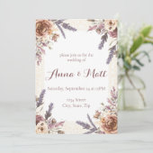 Trouwdag met antieke kant en geperste bloemen kaart (Staand voorkant)