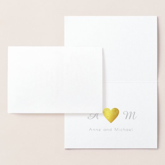 trouwdag met bedankje en monogram folie kaarten (Display)